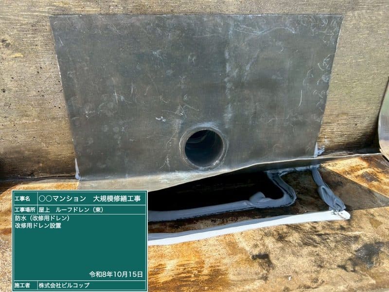 改修用のドレンを差し込んだところ